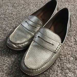 Gold Sperry Penny Loafers